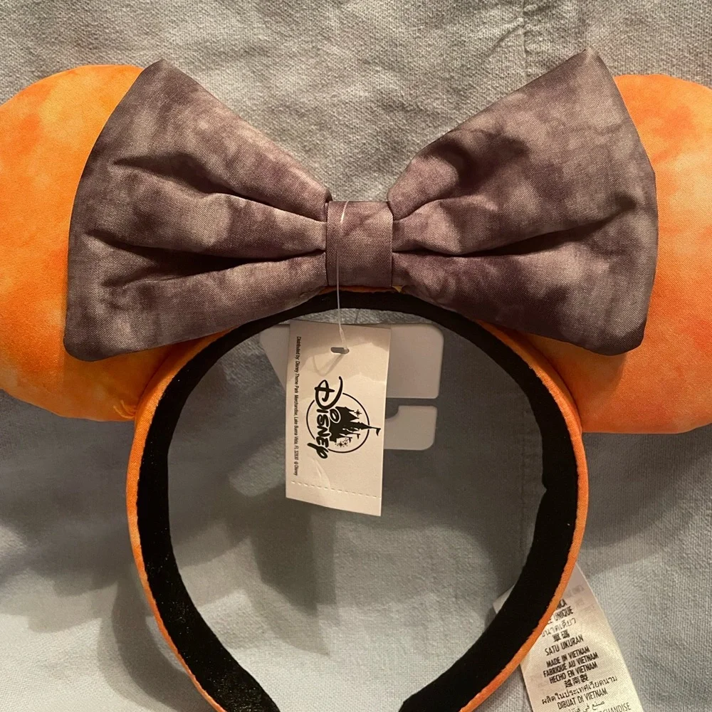 NEW Walt Disney Parks Halloween Black & Orange Minnie Mouse Ears Bow Headband